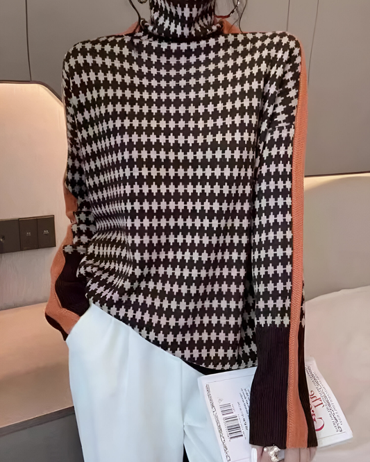 Vera™ | Sweter z wysokim kołnierzem i wzorem w diamenty