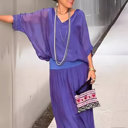 Louise™ | Elegancki zestaw z topem w serek i spodniami